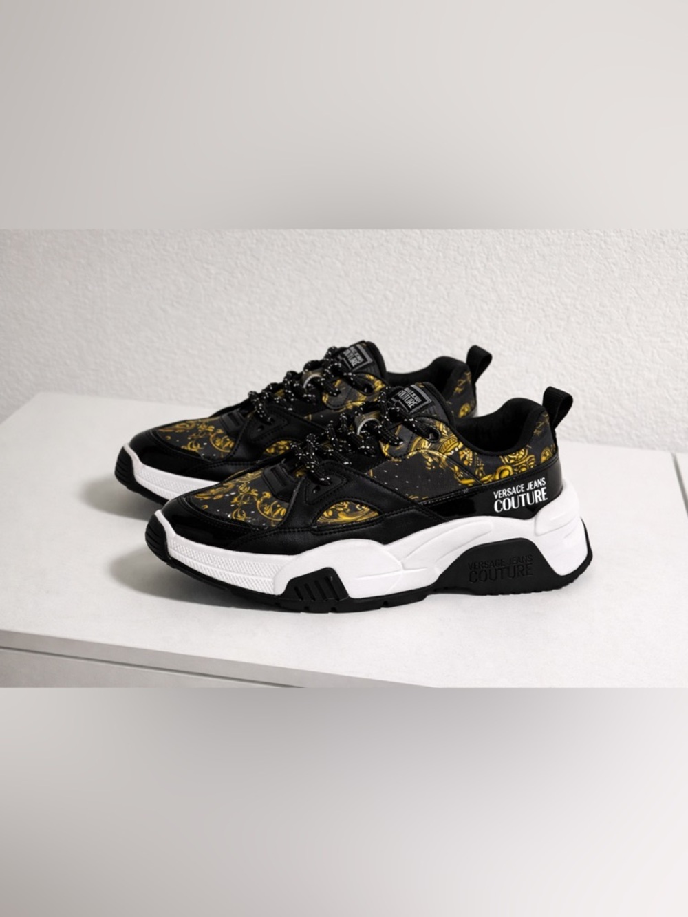 Versace Black and Gold Baroque Sneakers